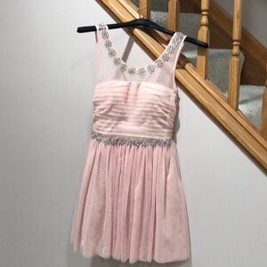 Pretty Tulle Party/Holiday Dress with Rhinestone Neck and Waist Embellishment